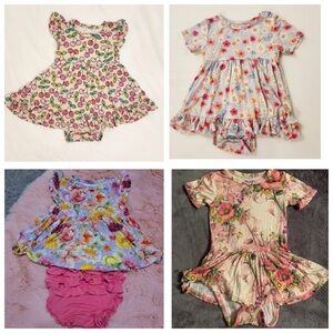 Lot of 4 Posh Peanut baby girl twirl Dresses/ skirted bodysuit